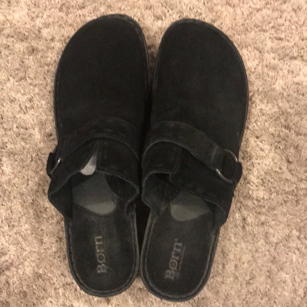 Born Black Suede Mule/Clog
